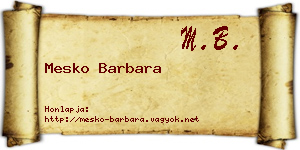 Mesko Barbara névjegykártya